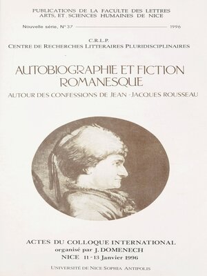 cover image of Autobiographie et Fiction romanesque